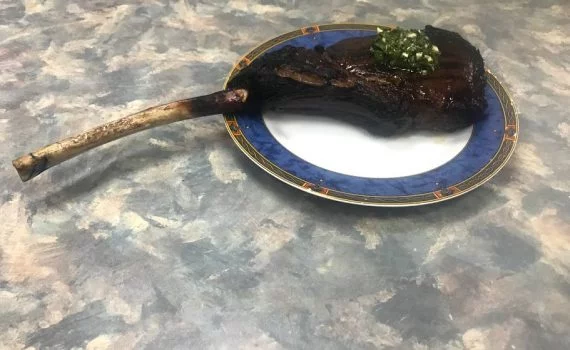 rib steak with chimichurri sauce