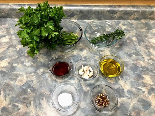 Starting ingredients for chimichurri