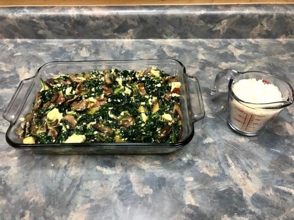 Mushroom Spinach Feta Frittata ready to bake