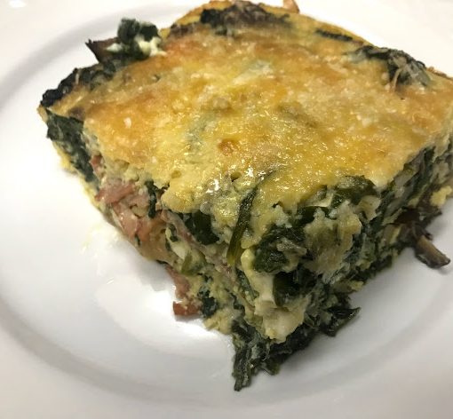Slice of Mushroom Spinach Feta Frittata
