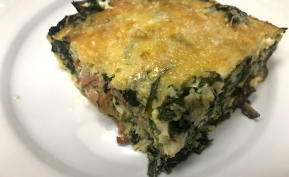 Slice of Mushroom Spinach Feta Frittata