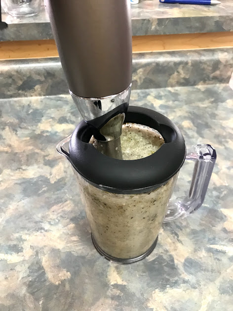 Blending chicken shashlik marinade ingredients