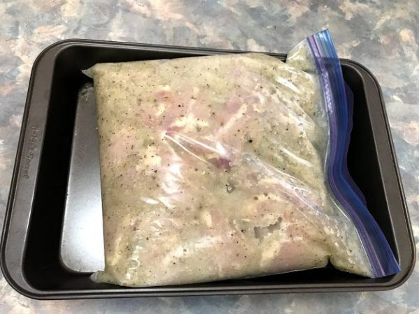 Chicken shashlik being marinaded