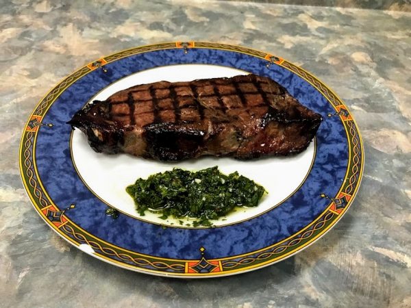 grilled striploin steak with chimichurri