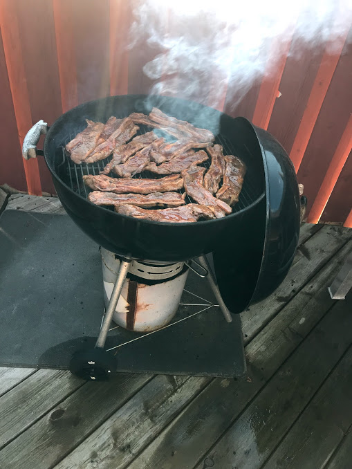 Grilling spicy Korean BBQ short ribs