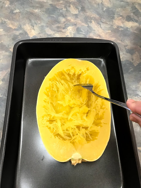 squash-shred Shredding spaghetti squash