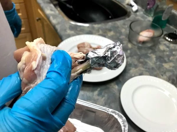 Foiling chicken lollipop