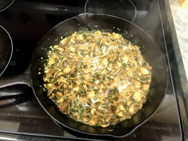 Sauteed mushrooms cooking