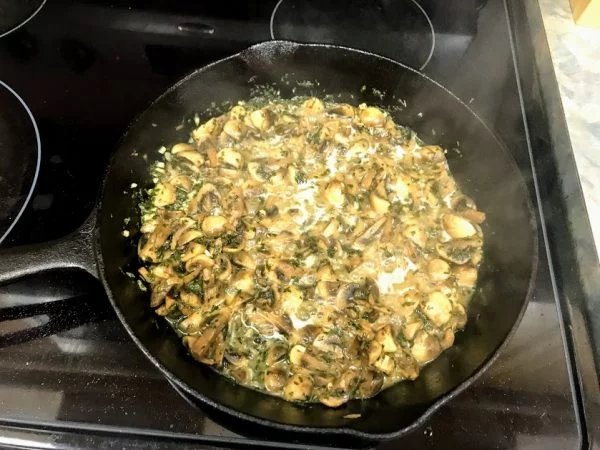 Sauteed mushrooms cooking