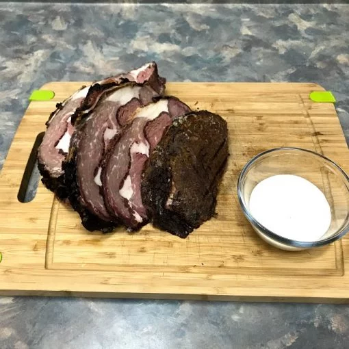 Creamy horseradish sauce with roast beef