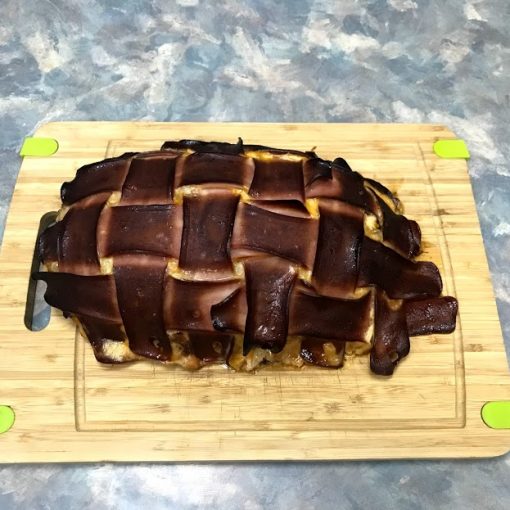 smoked chicken meatloaf with bacon weave