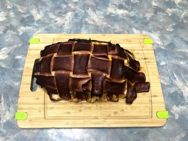 smoked chicken meatloaf with bacon weave
