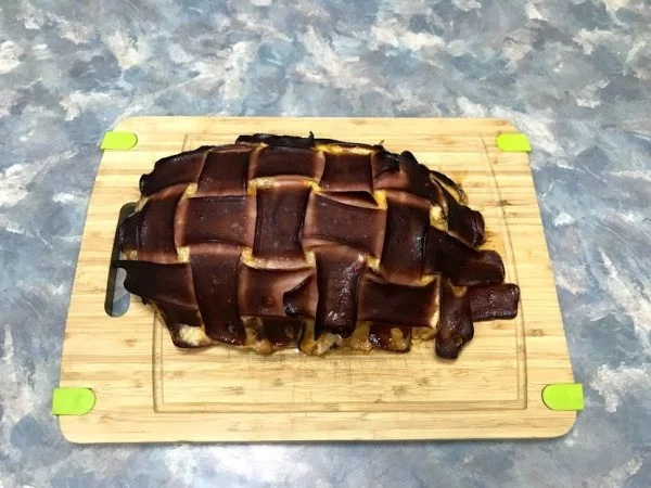 smoked chicken meatloaf with bacon weave