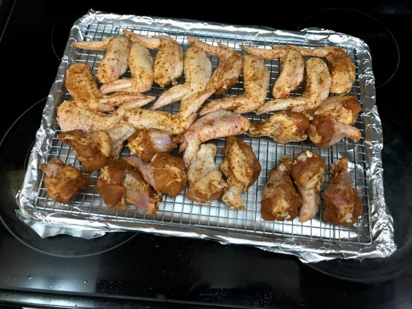 Seasoned wings ready to bake