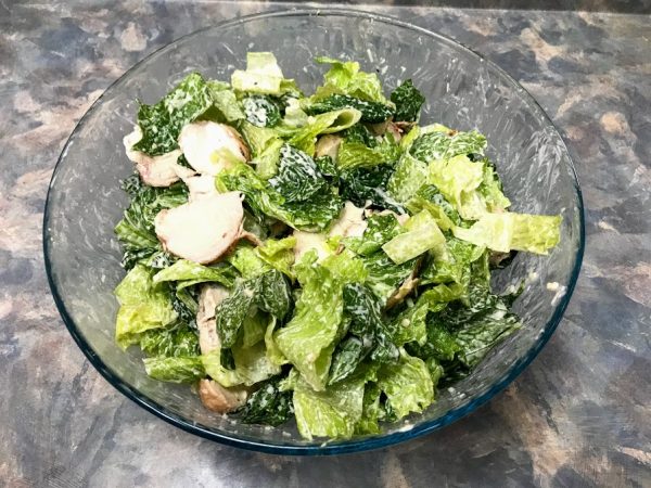 Toss the chicken with the salad